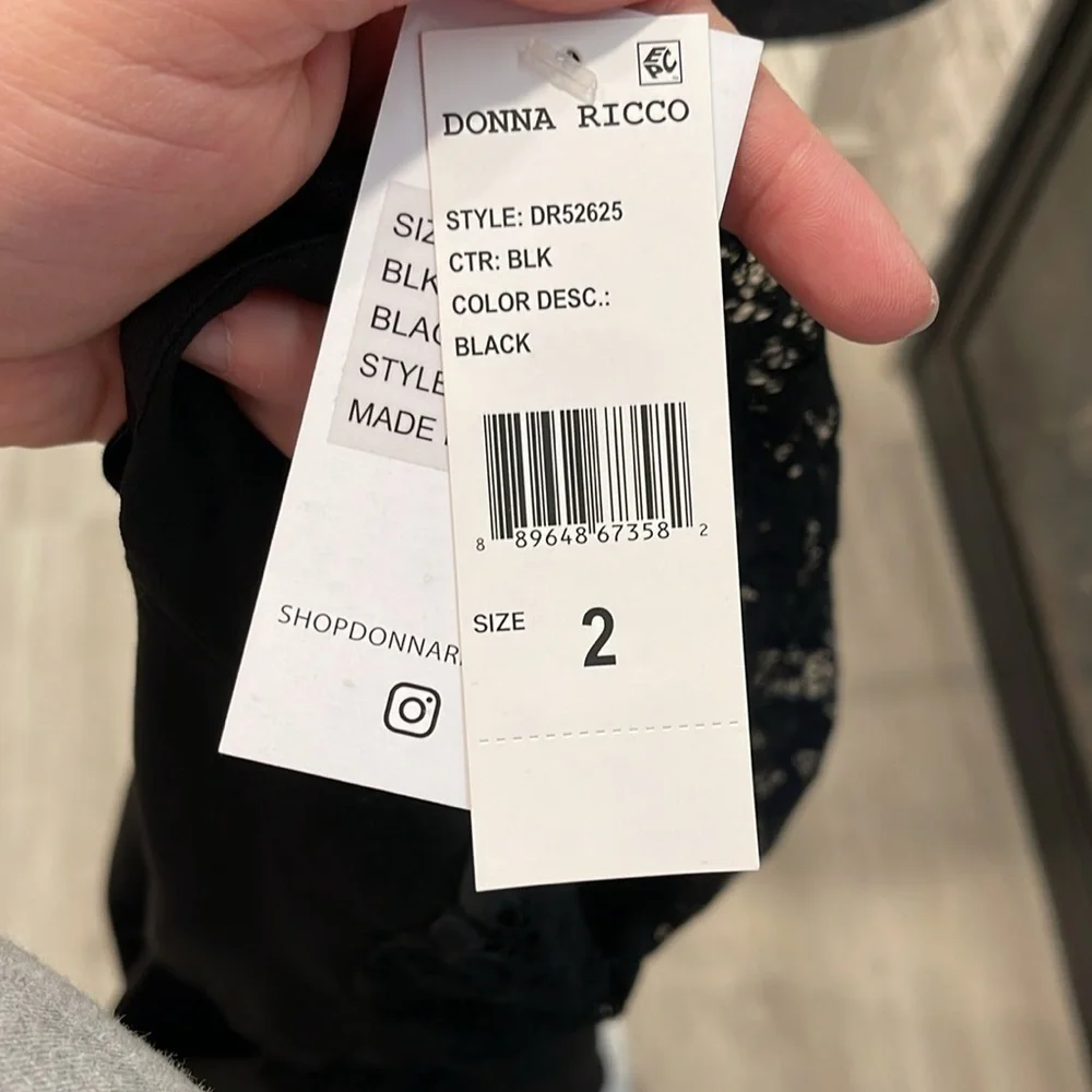 NWT Donna Ricco Women's Black Cocktail Dress Size 2 - Picture 4 of 8
